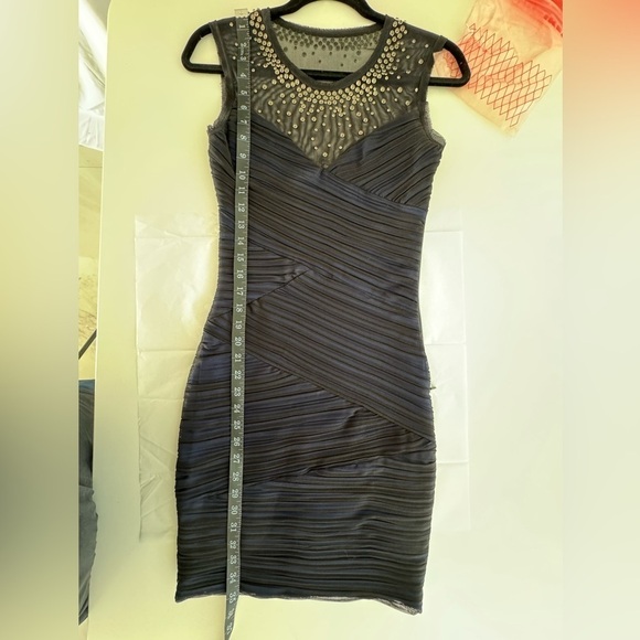 BCBG MaxAzria Size Xs blue/Black mini dress with rhinestone detail sleev… - Picture 6 of 6